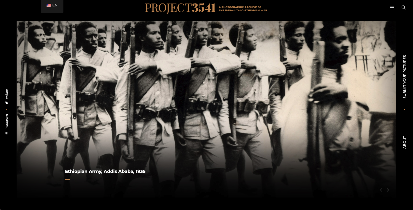 Screenshot of the Project 3541 website documenting Italy's 1935 invasion of Ethiopia